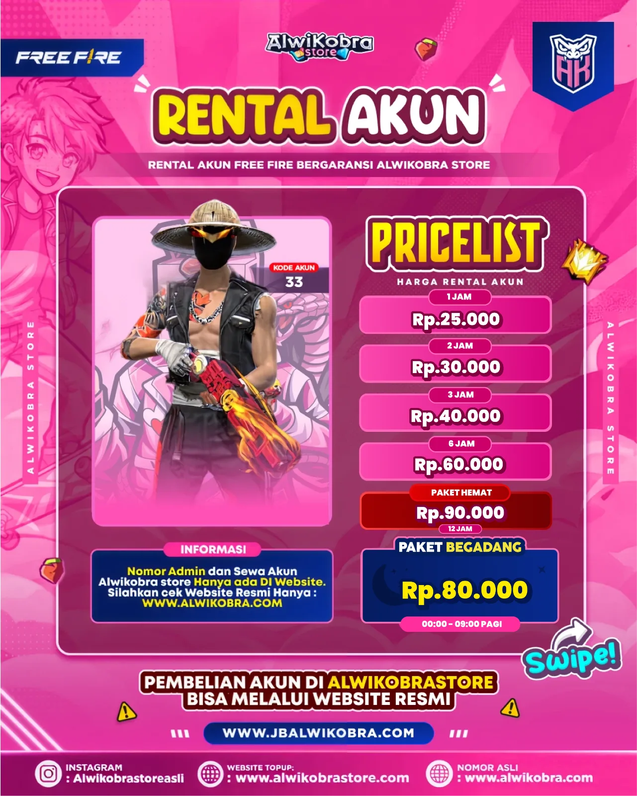 FREE FIRE RENTAL 33 — Free Fire — Reguler